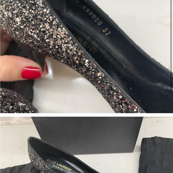 Saint Laurent Glitter Black Charlotte 55 Glitter Pumps 37 - Picture 5 of 6